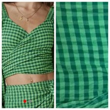 Spell & the Gypsy Pixi Emerald Check Boho Festival Womens Wrap Top S 👇check