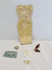 Vtg Barbie #911 Golden Girl Sheath Dress, Purse, Brown Shoes Japan OT, Gloves