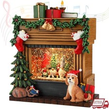 Christmas Snow Globe Lantern Musical W/ Lights Timer Gnomes Dogs Home Decor Gift
