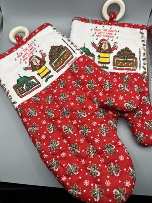 cathy comic strip Oven Mits Set Of Two Vintage Deck The Halls 