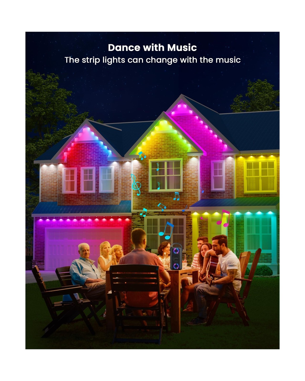 Gefolly Permanent Outdoor Lights Pro, 100ft with 60 RGBW Double-LED Lights 11...