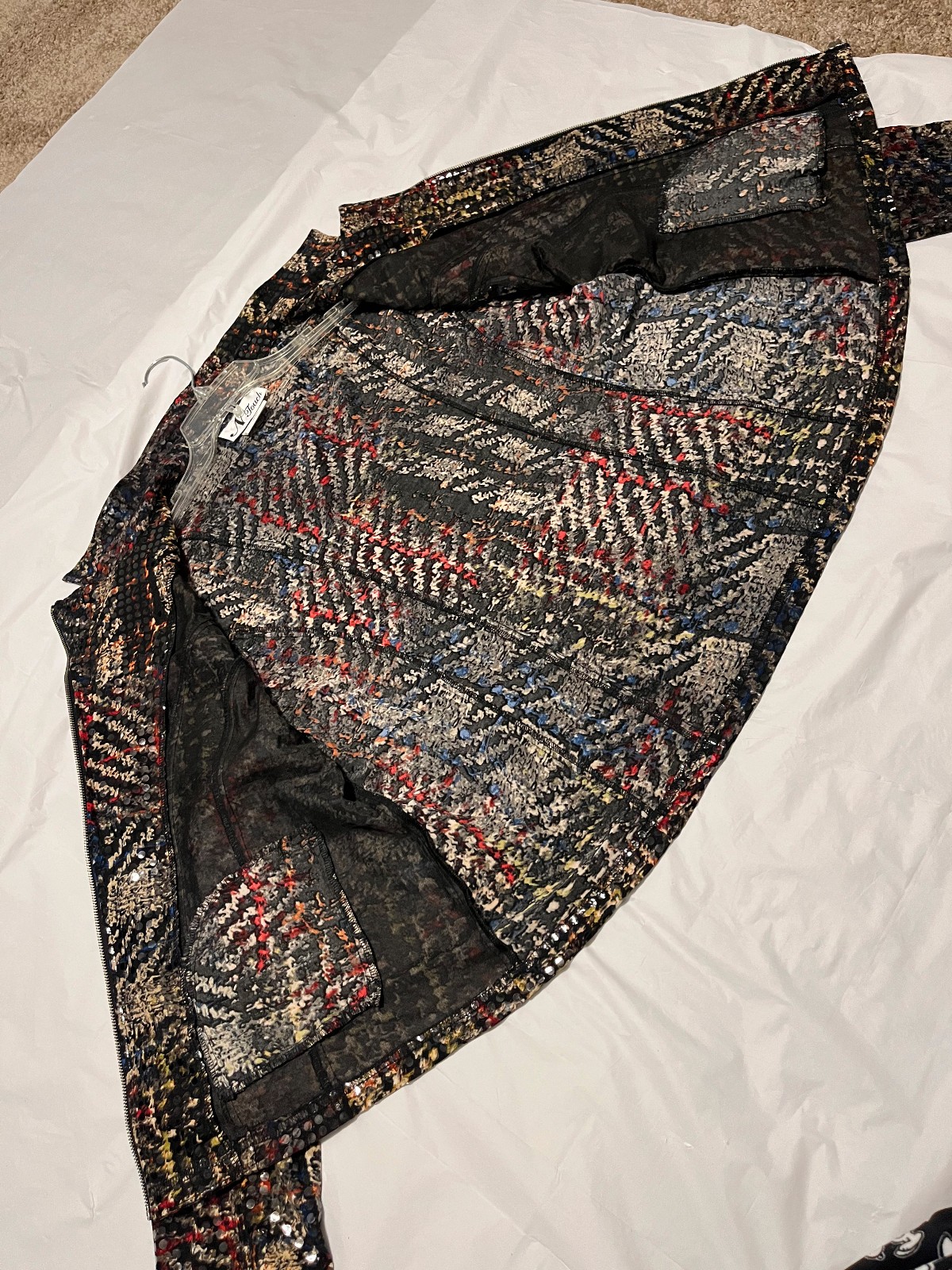 N Touch Sequin Zip Jacket Multicolor Abstract Pat… - image 7