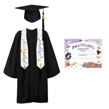 Preschool Graduation Cap Gown Class of 2025 Stole Certificate Tassel Set
