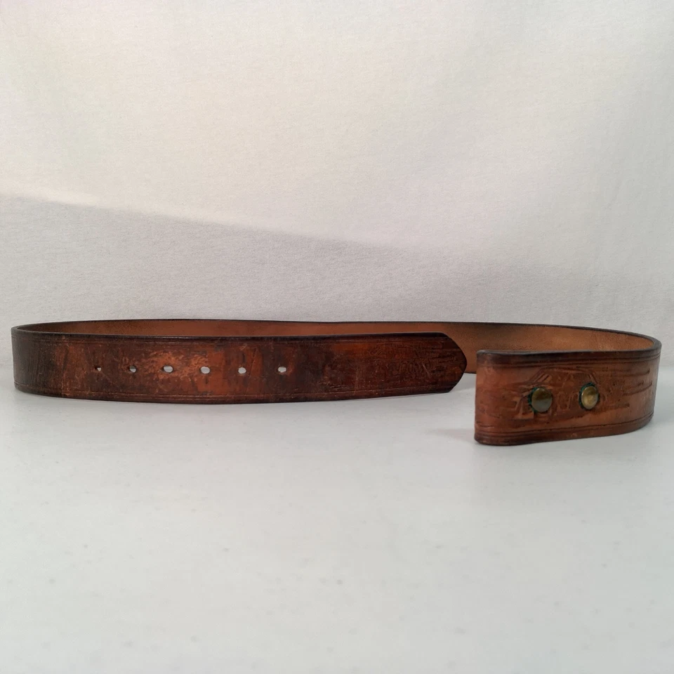 Винтажный мужской кожаный ремень NASCAR коричневый 00 гоночный автомобиль без пряжки состаренный - Изображение 3 из 4