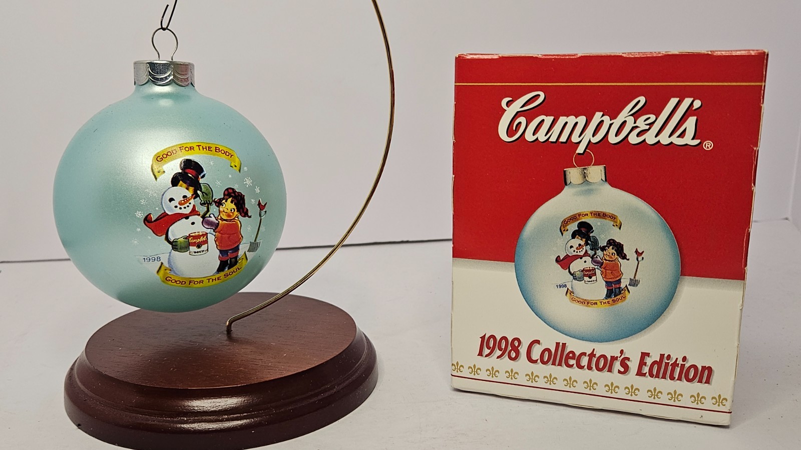 1998 Collector's Edition Campbell's Soup Kids Glass Christmas Ornament Vintage