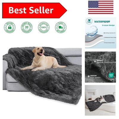 Grey 50x60 Waterproof Dog Blanket - Machine Washable & Furniture Protector