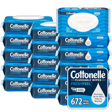 Cottonelle Fresh Feel Flushable Wet Wipes, Adult Wet Wipes, 16 Flip-Top Packs, 4