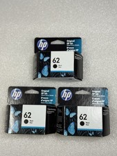 3 Genuine HP 62 Black Ink Cartridge 200 pages C2P04AN Original Exp - MAY 2022