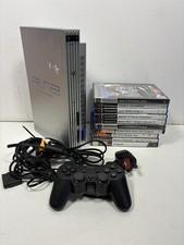 Sony PlayStation 2 PS2 Silver Console Bundle 1 Pad 9 Games GTA Tested