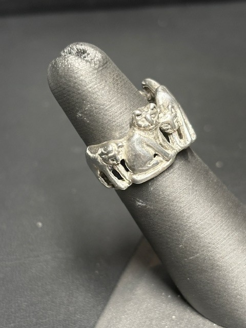 OTT SOLID CAST 925 STERLING SILVER CAT FAMILY RIN… - image 3