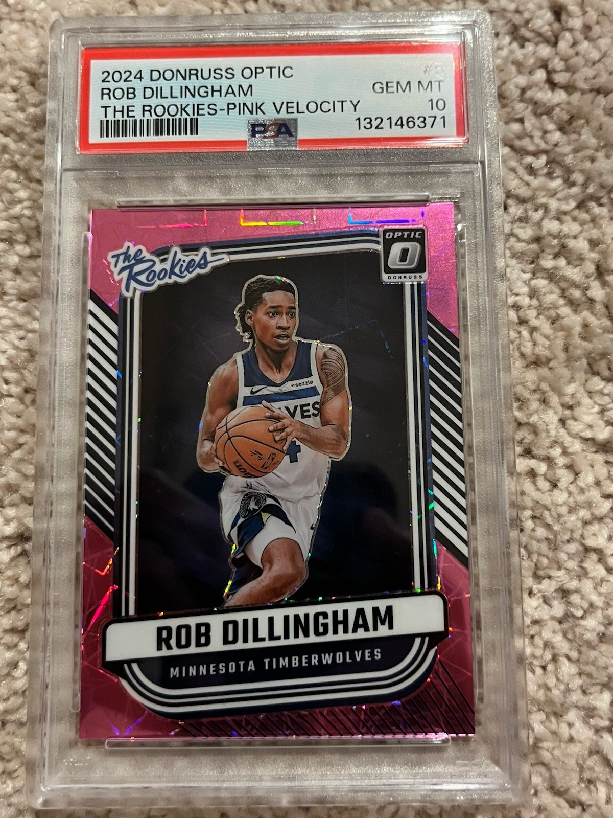 2024 PANINI DONRUSS OPTIC THE ROOKIES PINK VELOCITY ROB DILLINGHAM 6/79 PSA 10