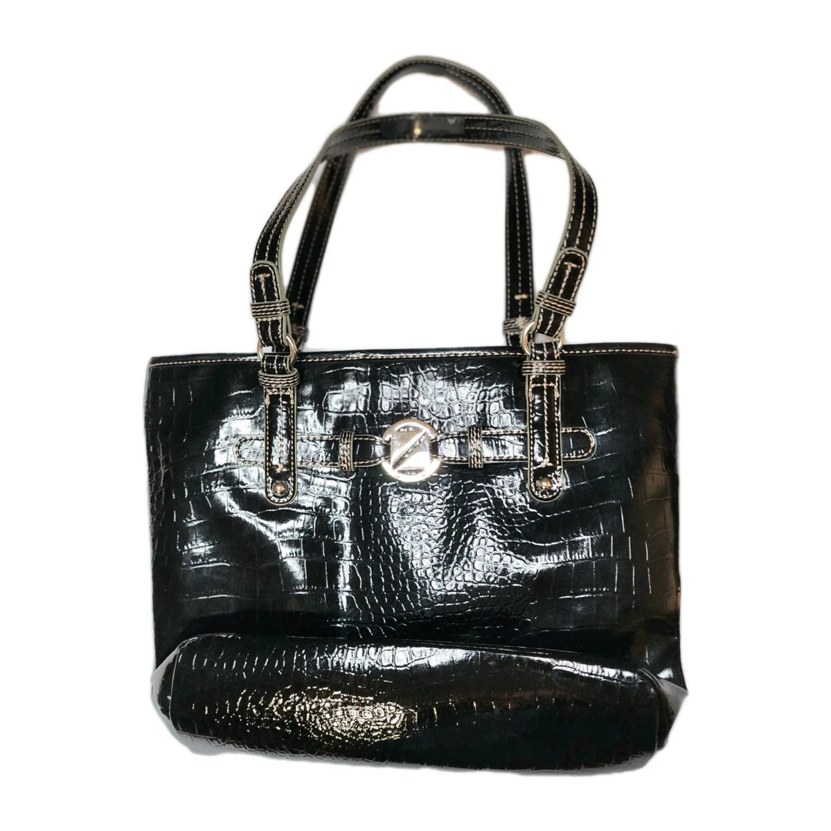 Y2K Grunge Nine & Co. Tote Handbag 13x5x9.5” Black Patent