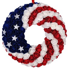 July 4th Patriotic Americana Wreath Boxwood Handcrafted Memorial Day Wreath F...