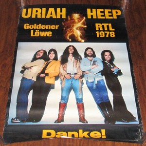 URIAH HEEP: 1978 Germany Concert Poster; Goldener Lowe Hotel, Dusseldorf; Danke!