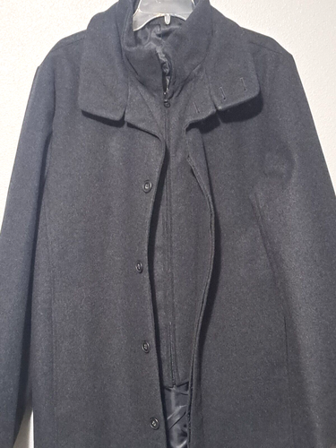 J Ferrar Mens Coat L Charcoal Gray Button Zip Wool Blend Preppy Professional - Picture 9 of 12