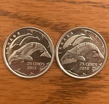 Both 2013 Frosted Whales Canada 25 cents quarters **75% off combined shipping**