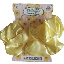 The Vintage Cosmetic Company Yellow Satin Hair Scrunchies 2-Pack