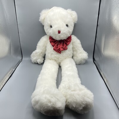 Walmart Large White Teddy Bear Plush Valentine Long Legs Red Heart