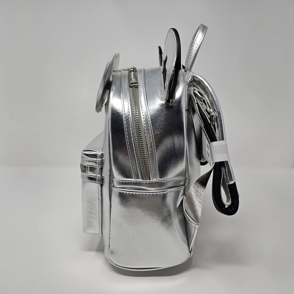 🌍📦 Loungefly 100 Silver Platin Celebration Minnie Mini Rucksack Backpack Sac - Bild 4 von 4