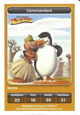 DISNEY CROSSOUR 2010 SPIELKARTE. DREAMWORKS. MADAGASKAR. COMMANDANT Nr. 69