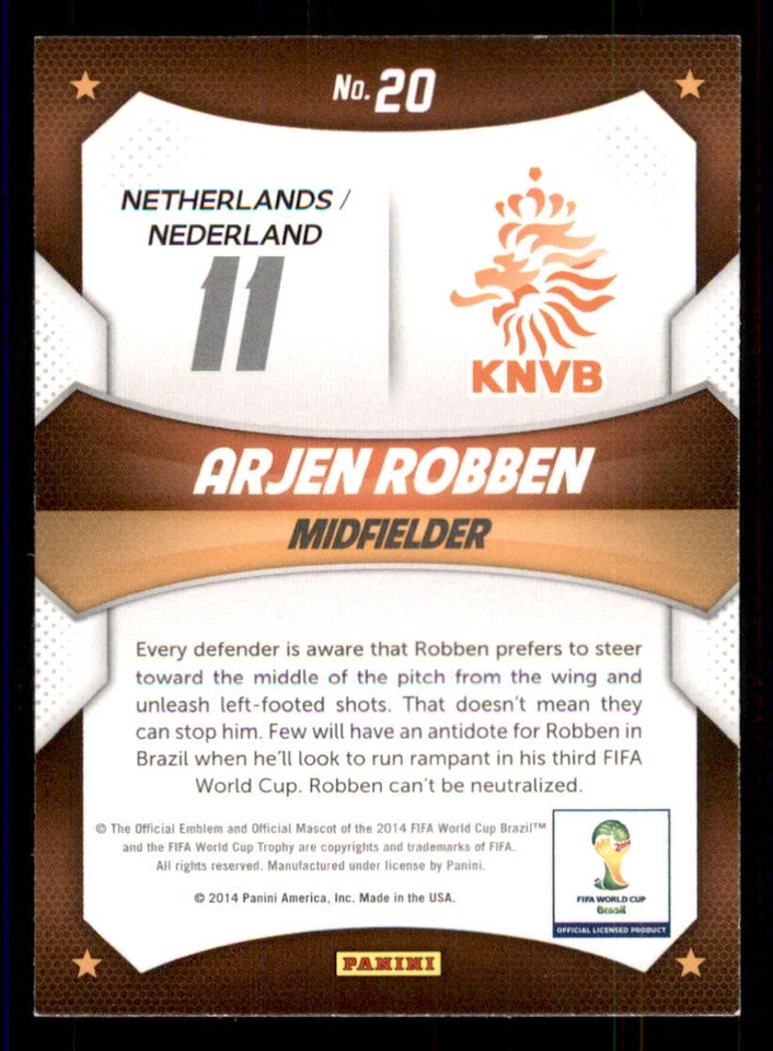 2014 Panini Prizm World Cup World Cup Stars #20 Arjen Robben - Image 2 of 2
