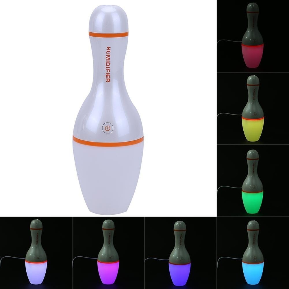 Portable USB Car Mini Humidifier Funny Bowling Colorful Lights Humidifier