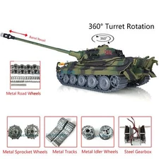 Heng Long 1/16 3888A King Tiger 7.0 RC Tank Infrared Barrel Recoil 360° Turret