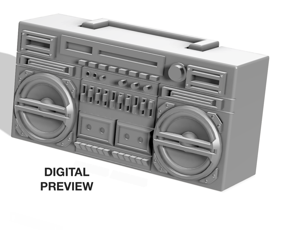 Vintage 1/18 Scale Boombox Cassette Radio for Dollhouse or Garage Diorama