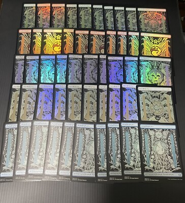 #ad MTG Basic Lands FOIL Bulk 50 Full Art Set of 10 Each Phyrexian All Will Be One $83.00