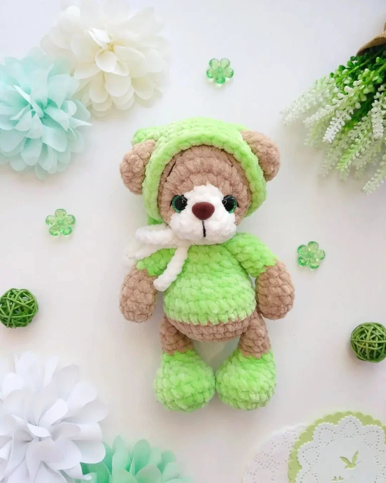 Teddy Bear Plush Stuffed Toy Teddy Bear Handmade Crochet Plushie Amigurumi - Image 2 of 3