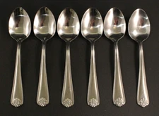 Cambridge VICTORIA SHELL TEASPOONS * Set of 6 * Glossy Stainless 6" V. NICE