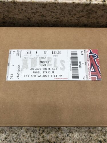 Andrew Vaughn MLB Debut Full Ticket Stub Chicago White Sox Vs LA Angels 4/2/21 - Picture 1 of 2