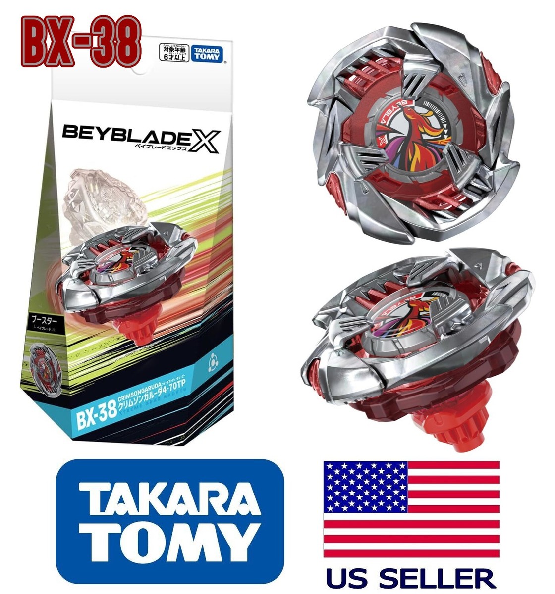 Takara Tomy Beyblade X BX-38 Crimson Garuda 4-70TP Booster NOV