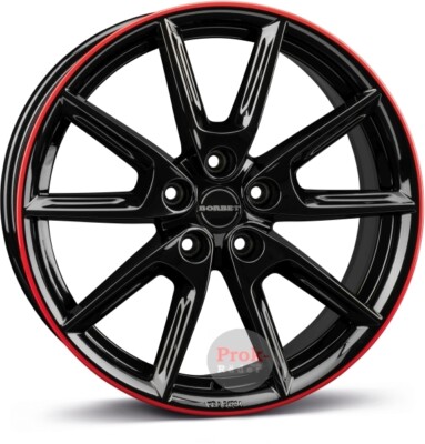 4x Alufelgen Borbet LX18 black glossy rim red 8x18 ET40 LK5 114 18 Zoll Felgen A