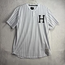 HUF Jersey Mens Medium White Mesh Henley Skateboarding Lightweight