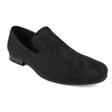 ZARMAN Men's Black Slip On Floral Tone Dress Shoes Loafers 1714
