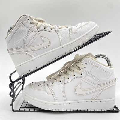 Nike Air Jordan 1 Mid Triple White Sneaker Größe UK 3 Damen Leder 554725-130