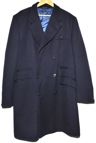 Versus Versace, VINTAGE VERSUS BY GIANNI VERSACE MANTEL ZWEIREIHIG MARINE BLAU UK 44” 1990’s