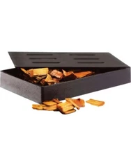 Cast Iron Grill Smoke Box Wood Chip Holder Smoker Charcoal Lava Rock