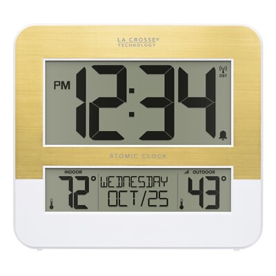 L73859 La Crosse Technology Atomic Digital Wall Clock with IN/OUT Temp TX141-BV2