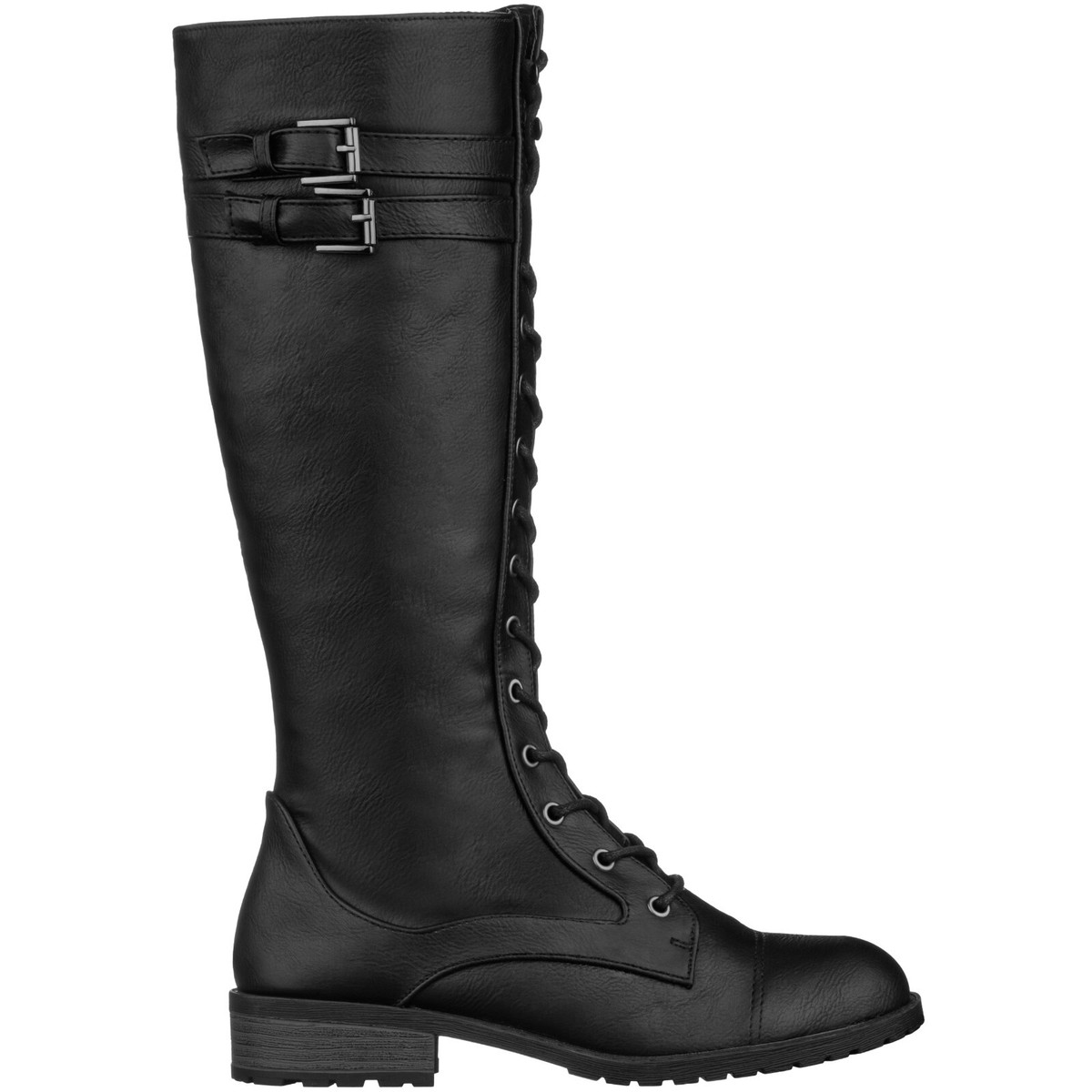 【INCHANT ME】Cali lace-up long walker boots Matte Middle Lace-Up Walker Boots (3C) - INCHANT ME