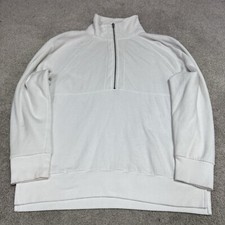 PINK Sweatshirt White Long Sleeve 1/2 Zip Pullover Women s Size Medium