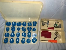 NICE Lot Deluxe Zigzag Sewing Machine Attachment + 24 Design Cams + Tools + Box