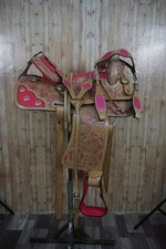 Western Barrel Racing Horse Saddle Premium Leather with tack set 10'' to 18' in