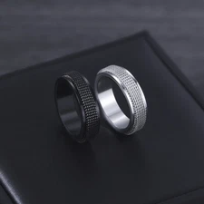 Mesh Spinner Fashion Men's Ring Stainless Steel Ring Anxiety Ring Comfort Fit