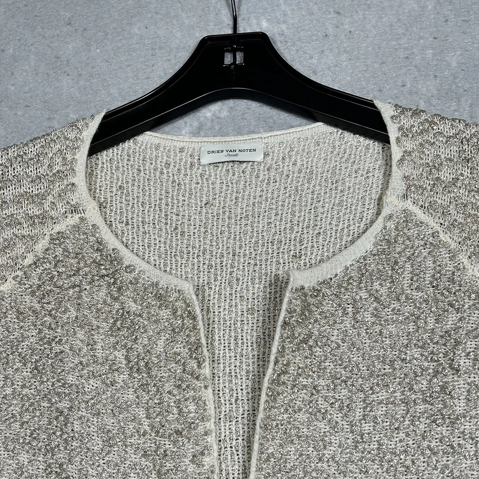 Dries Van Noten 毛衣开衫女式小号米色长袖比利时 — 第 2/4 张图片