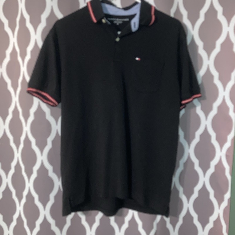 Tommy Hilfiger Mens Medium Black Polo Shirt