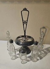 Antique Victorian Middletown Plate Co Cruet Set-Quadruple Plate 5 Piece vintage