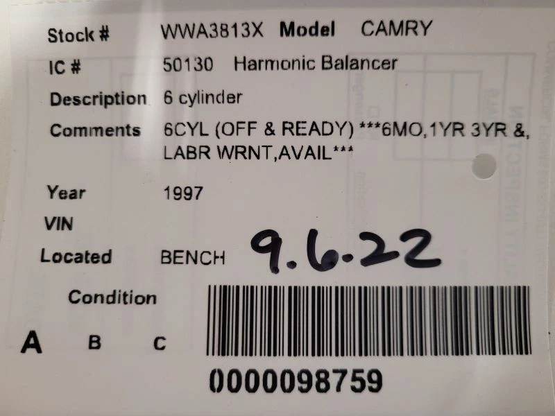 Балансировщик гармоник 6 цилиндров подходит для 94-06 CAMRY 594411 - Изображение 3 из 3