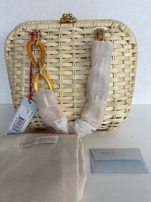 Frances Valentine Hen Wicker Chain Strap Basket Bag Natural